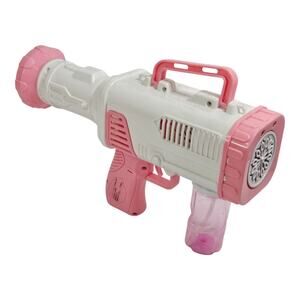 12 Hole Bazooka Bubble - Plastic Toy Gun - Pink & White Colors